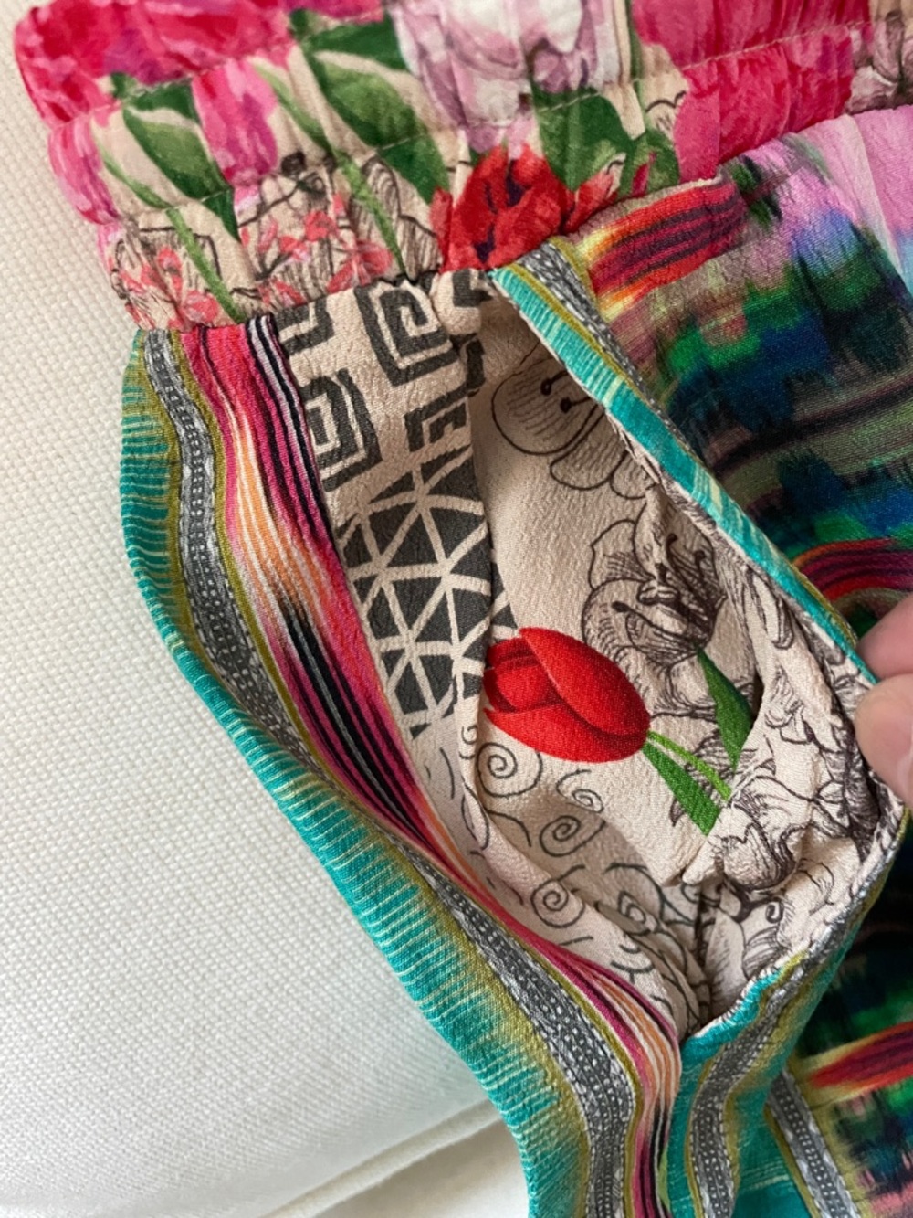 Johnny Was Embroidered Blue Label on Multicolor Floral Fabric - Picture 3 of 7